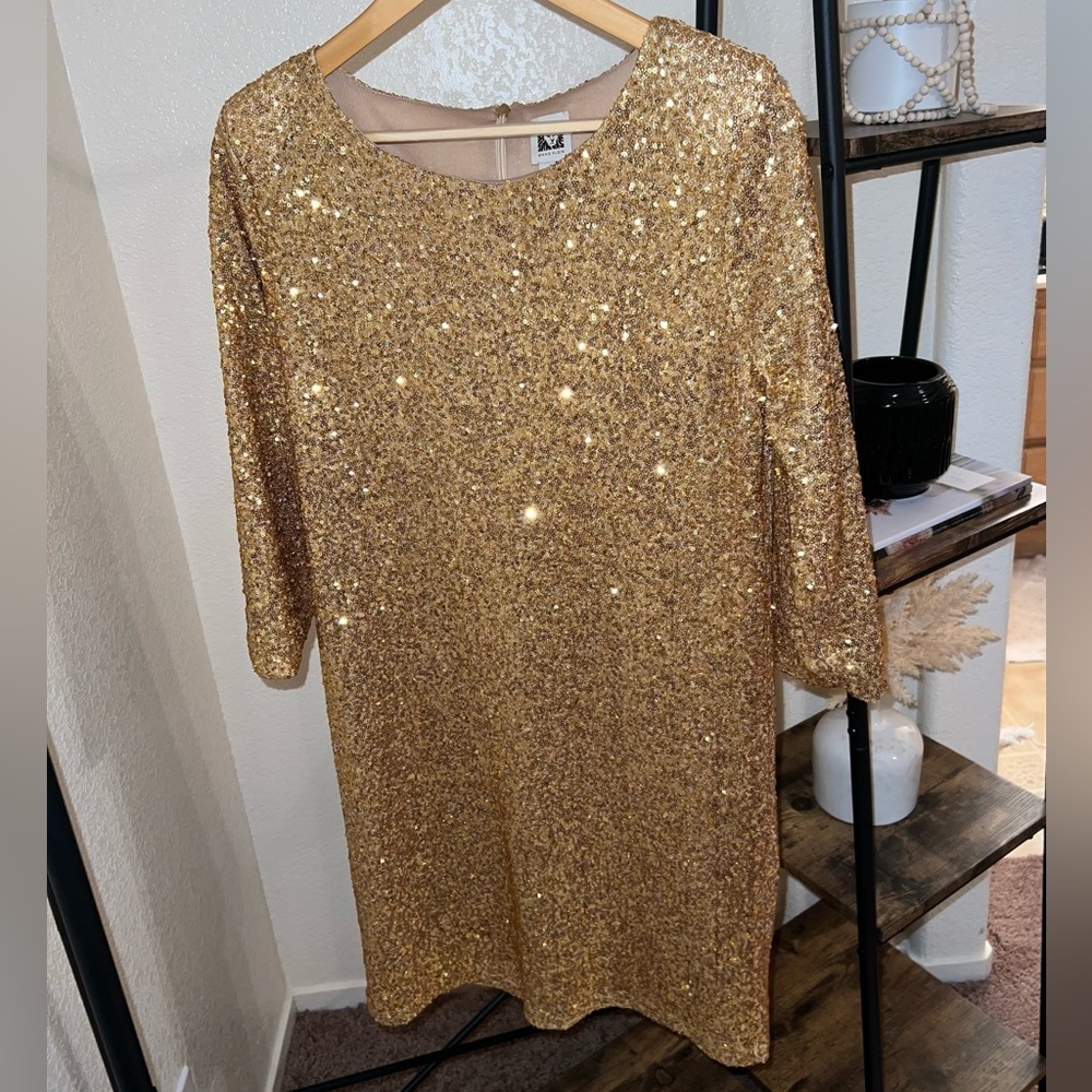 Gold Sequin Anne Klein Dress M